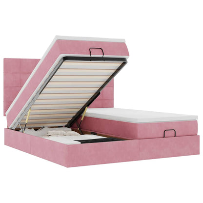 Ottoman Bed Met Matrassen 180X200Cm Fluweel 180 x 200 cm Roze