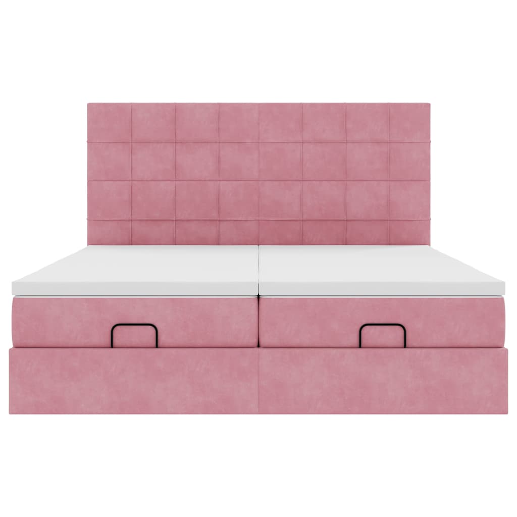 Ottoman Bed Met Matrassen 180X200Cm Fluweel 180 x 200 cm Roze