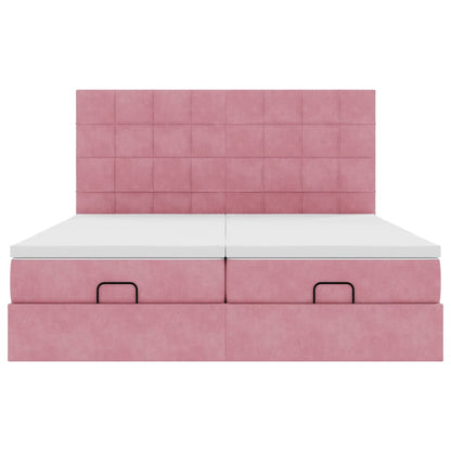 Ottoman Bed Met Matrassen 180X200Cm Fluweel 180 x 200 cm Roze