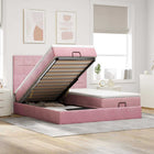 Ottoman bed with mattresses 180x200cm velvet pink