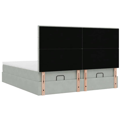 Ottoman bed met matrassen 200x200cm fluweel lichtgrijs
