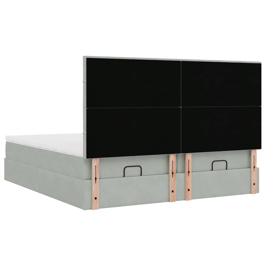 Ottoman bed met matrassen 200x200cm fluweel lichtgrijs