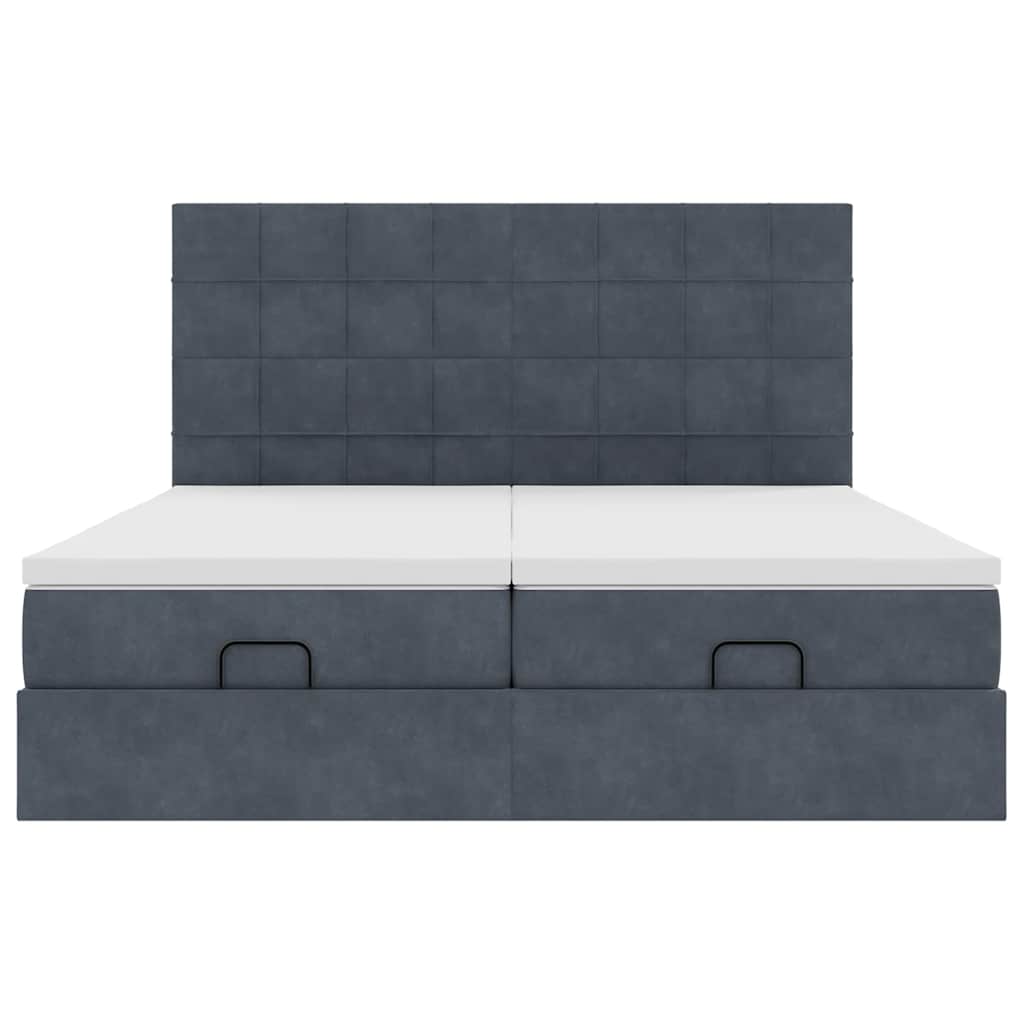Ottoman bed met matrassen 200x200cm fluweel donkergrijs