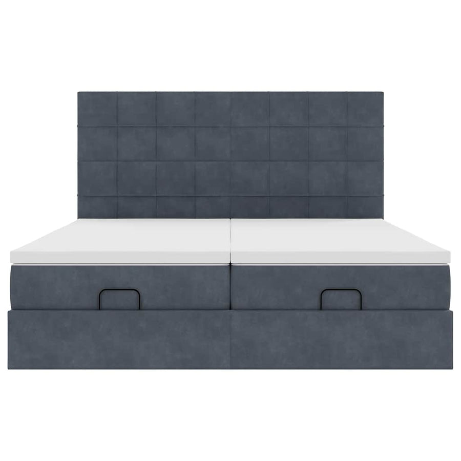 Ottoman bed met matrassen 200x200cm fluweel donkergrijs