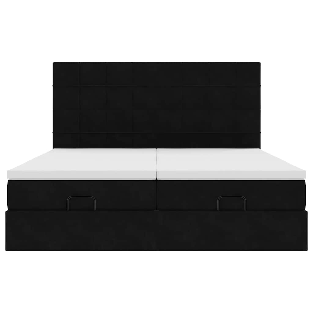 Ottoman bed met matrassen 200x200cm fluweel zwart