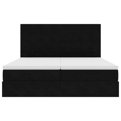 Ottoman bed met matrassen 200x200cm fluweel zwart