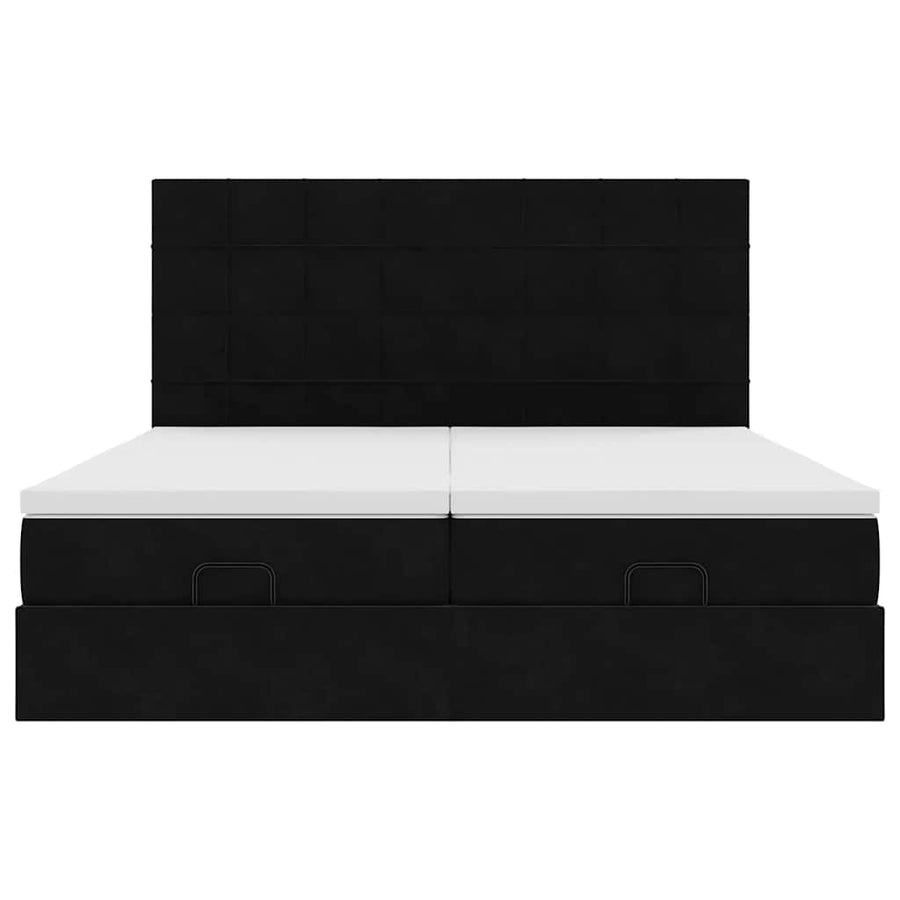 Ottoman bed met matrassen 200x200cm fluweel zwart