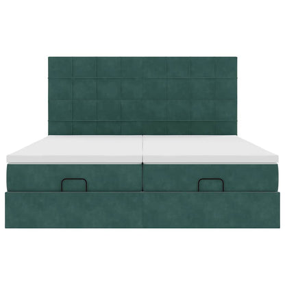 Ottoman bed met matrassen 200x200cm fluweel donkergroen