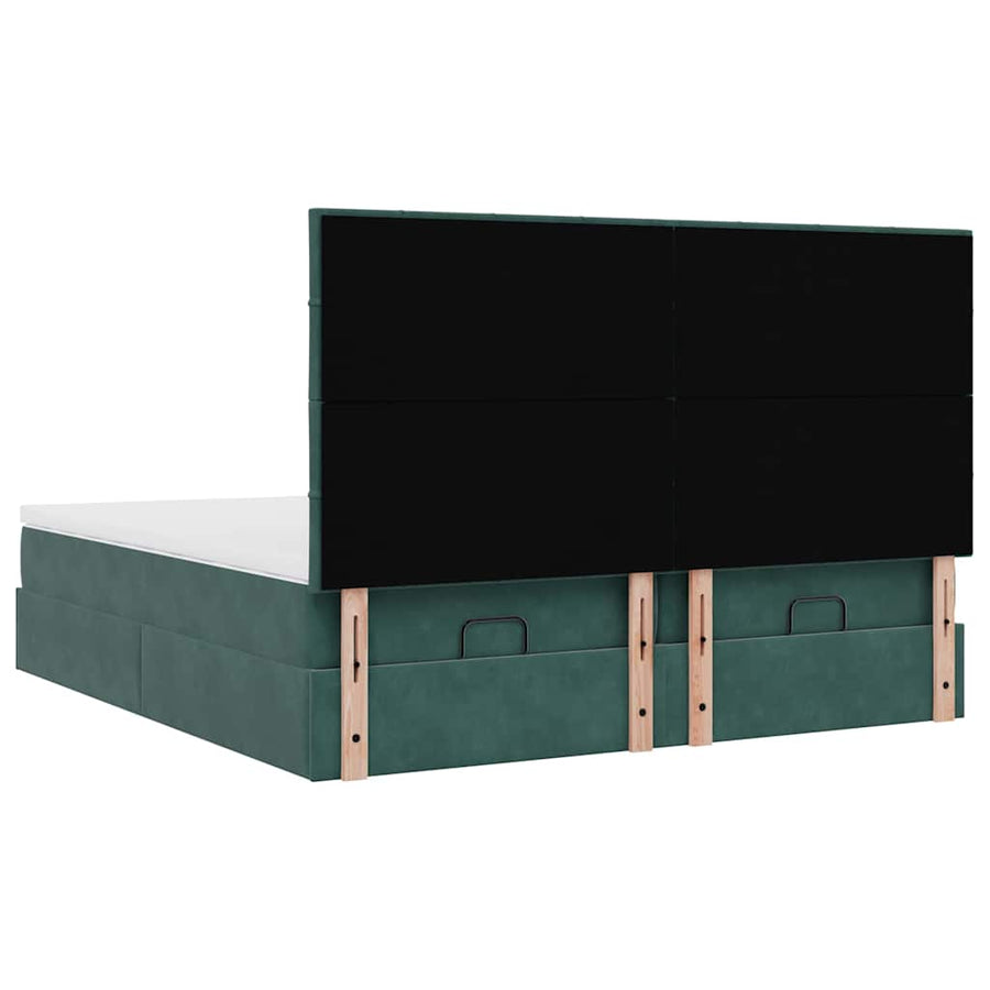 Ottoman bed met matrassen 200x200cm fluweel donkergroen