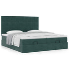 Ottoman bed with mattresses 200x200cm velvet dark green