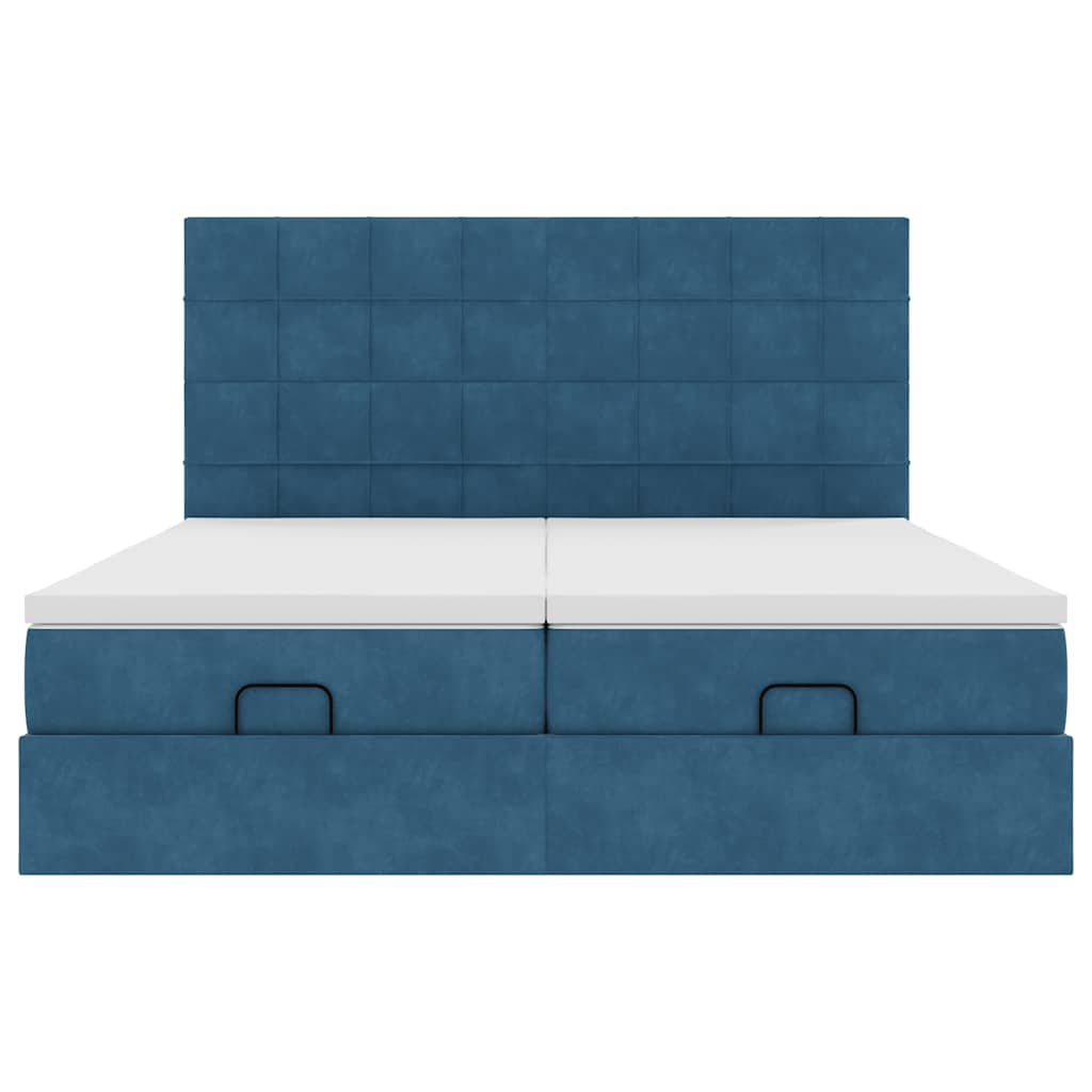 Ottoman bed met matrassen 200x200cm fluweel donkerblauw