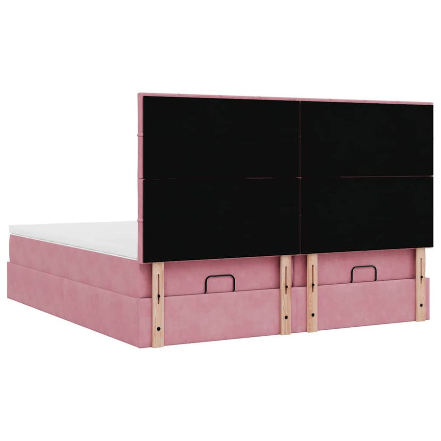 Ottoman bed met matrassen 200x200cm fluweel roze