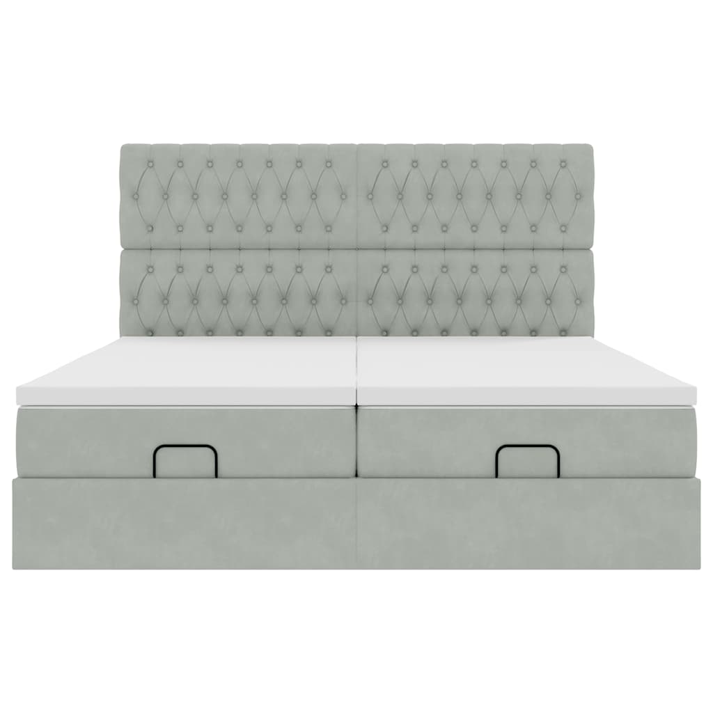 Ottoman bed met matrassen 160x200cm fluweel lichtgrijs