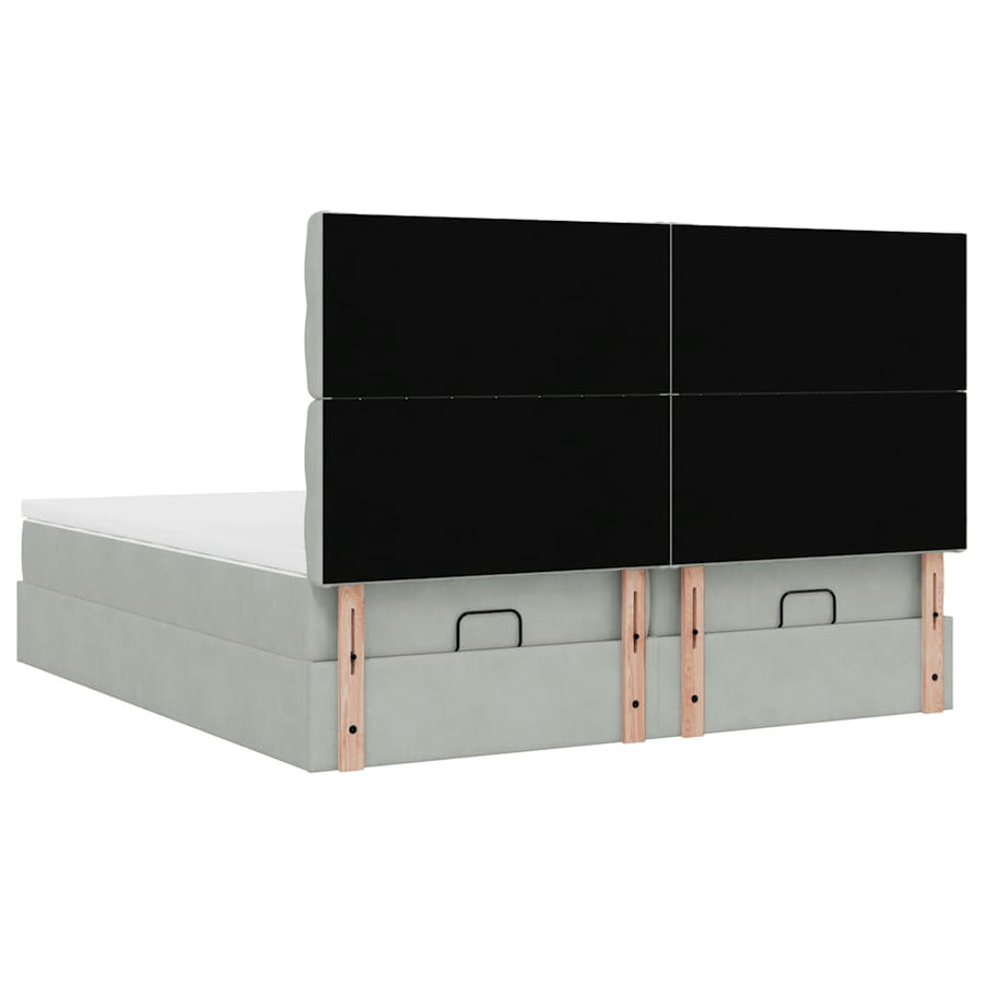 Ottoman bed met matrassen 160x200cm fluweel lichtgrijs