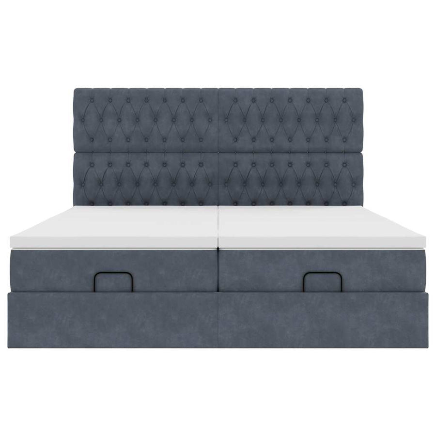 Ottoman bed met matrassen 160x200cm fluweel donkergrijs