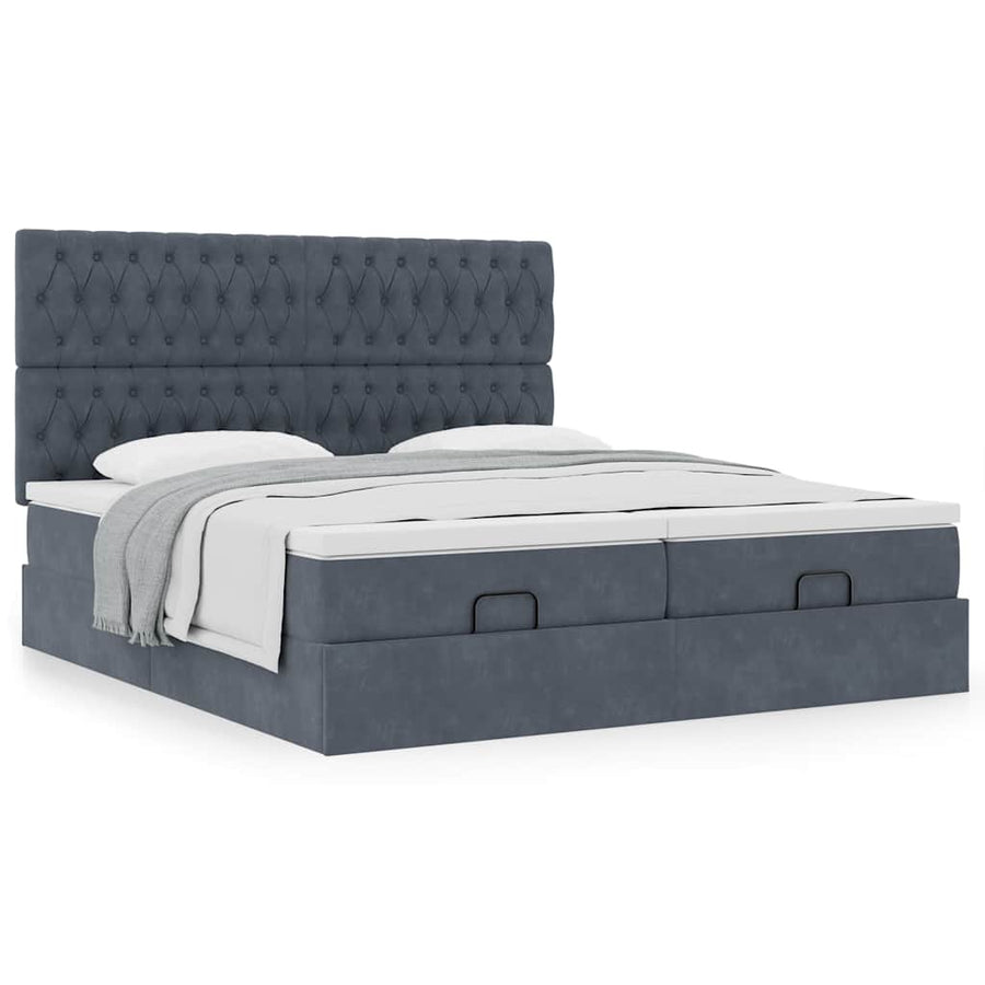 Ottoman bed met matrassen 160x200cm fluweel donkergrijs