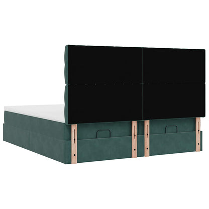 Ottoman bed met matrassen 160x200cm fluweel donkergroen