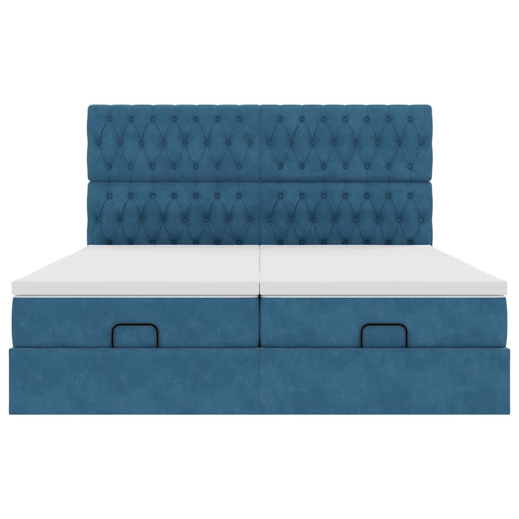 Ottoman bed met matrassen 160x200cm fluweel donkerblauw