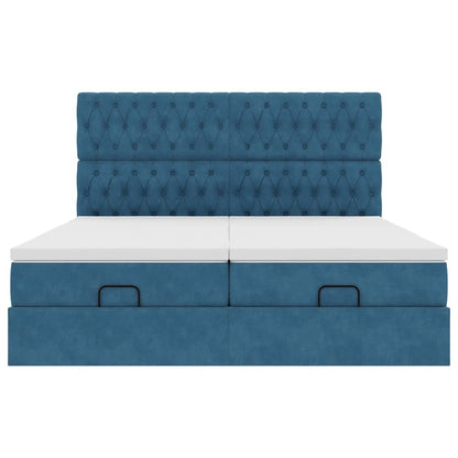 Ottoman bed met matrassen 160x200cm fluweel donkerblauw