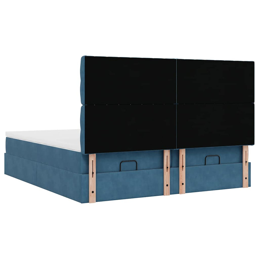 Ottoman bed met matrassen 160x200cm fluweel donkerblauw