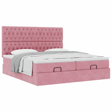 Ottoman bed met matrassen 160x200cm fluweel roze
