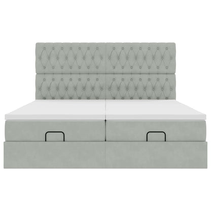 Ottoman bed met matrassen 180x200cm fluweel lichtgrijs