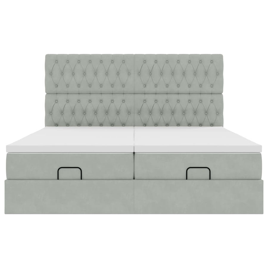Ottoman bed met matrassen 180x200cm fluweel lichtgrijs
