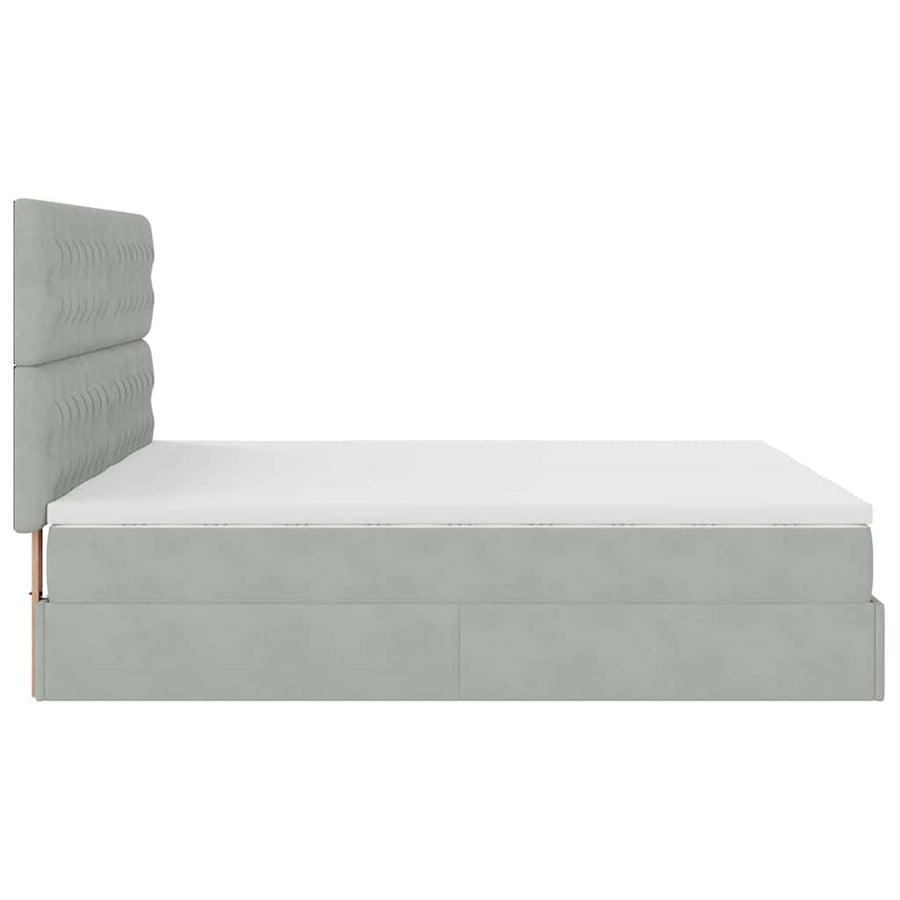 Ottoman bed met matrassen 180x200cm fluweel lichtgrijs