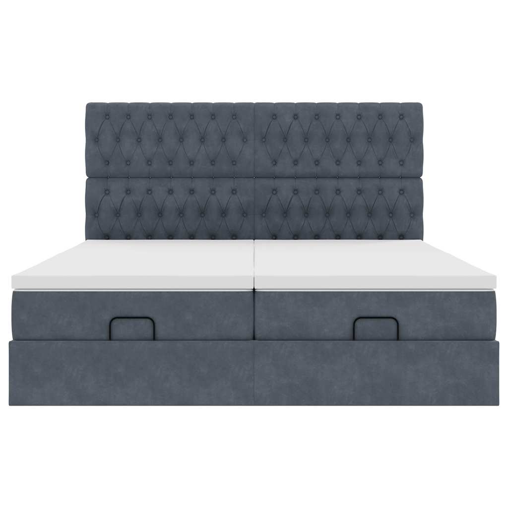Ottoman bed met matrassen 180x200cm fluweel donkergrijs