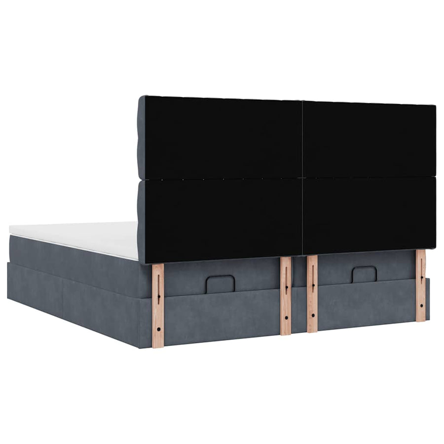 Ottoman bed met matrassen 180x200cm fluweel donkergrijs