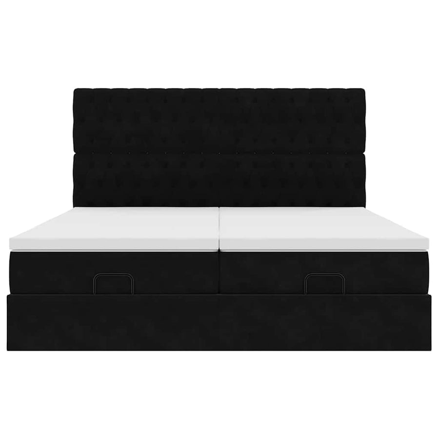 Ottoman bed met matrassen 180x200cm fluweel zwart