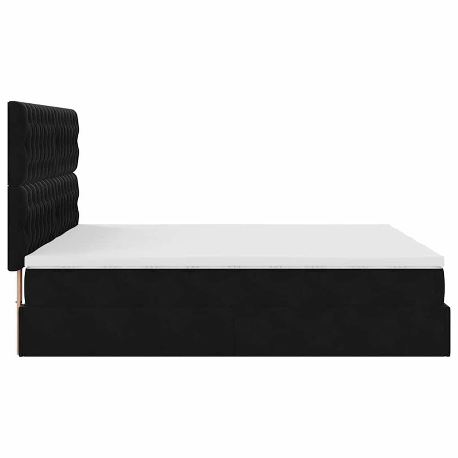 Ottoman bed met matrassen 180x200cm fluweel zwart