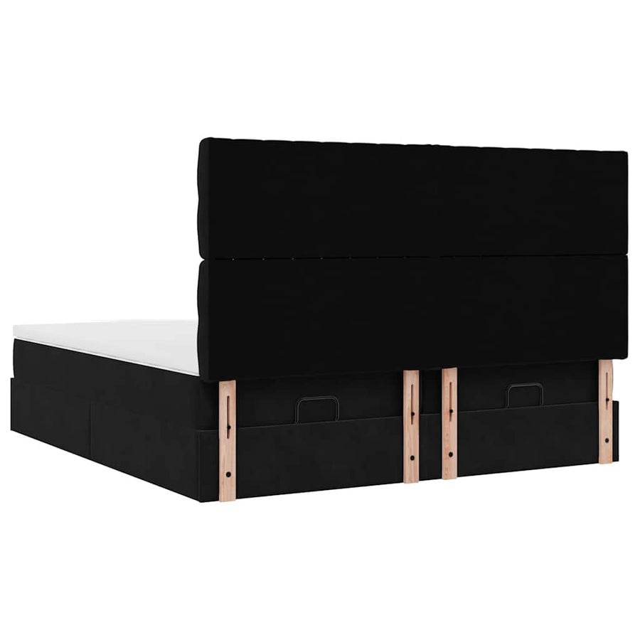 Ottoman bed met matrassen 180x200cm fluweel zwart