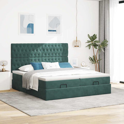 Ottoman bed met matrassen 180x200cm fluweel donkergroen