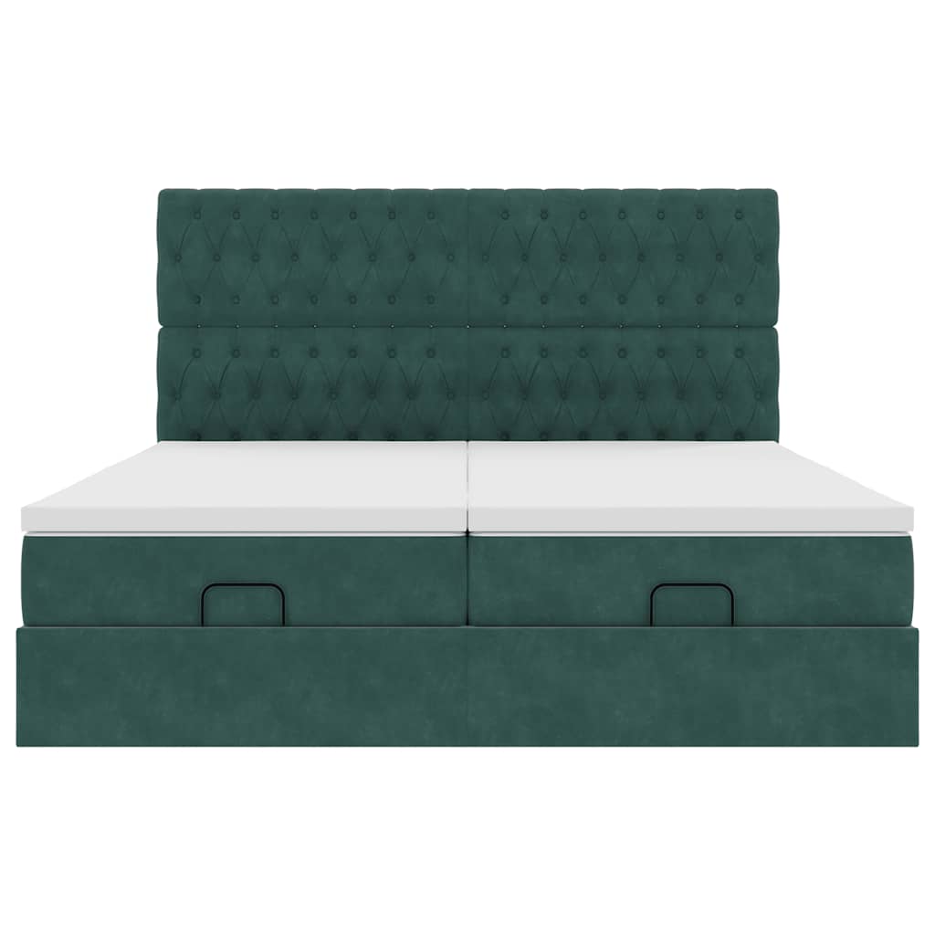 Ottoman bed met matrassen 180x200cm fluweel donkergroen