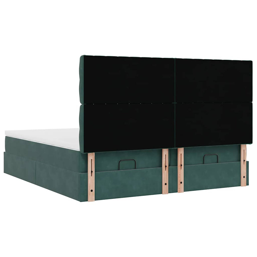 Ottoman bed met matrassen 180x200cm fluweel donkergroen