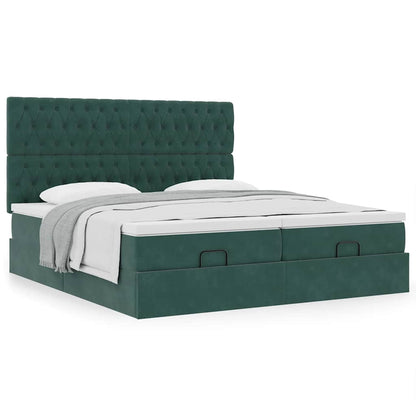 Ottoman bed met matrassen 180x200cm fluweel donkergroen