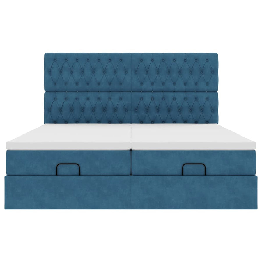 Ottoman bed met matrassen 180x200cm fluweel donkerblauw