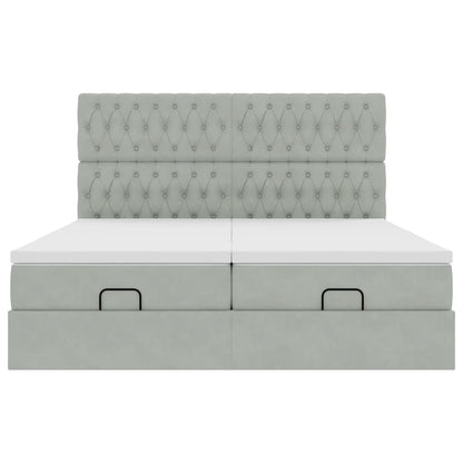 Ottoman bed met matrassen 200x200cm fluweel lichtgrijs