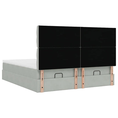 Ottoman bed met matrassen 200x200cm fluweel lichtgrijs