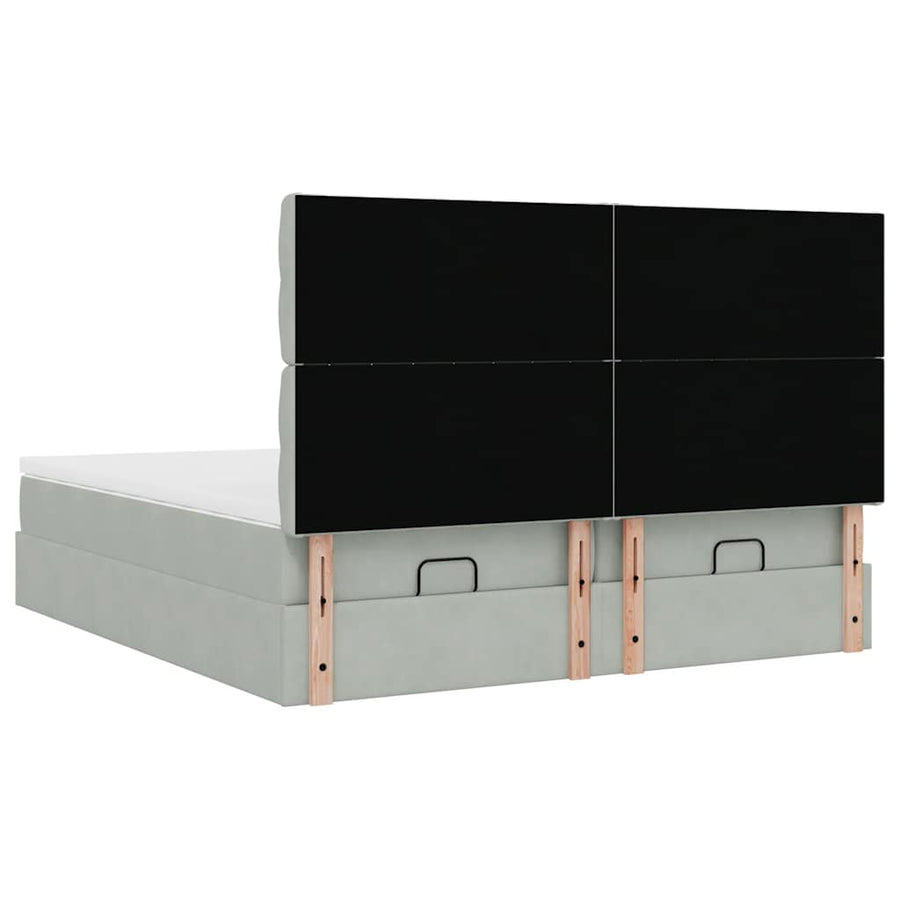 Ottoman bed met matrassen 200x200cm fluweel lichtgrijs