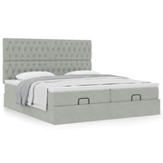 Ottomaans bed 200x200 cm lichtgrijs fluweel