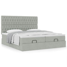 Ottoman bed met matrassen 200x200cm fluweel lichtgrijs