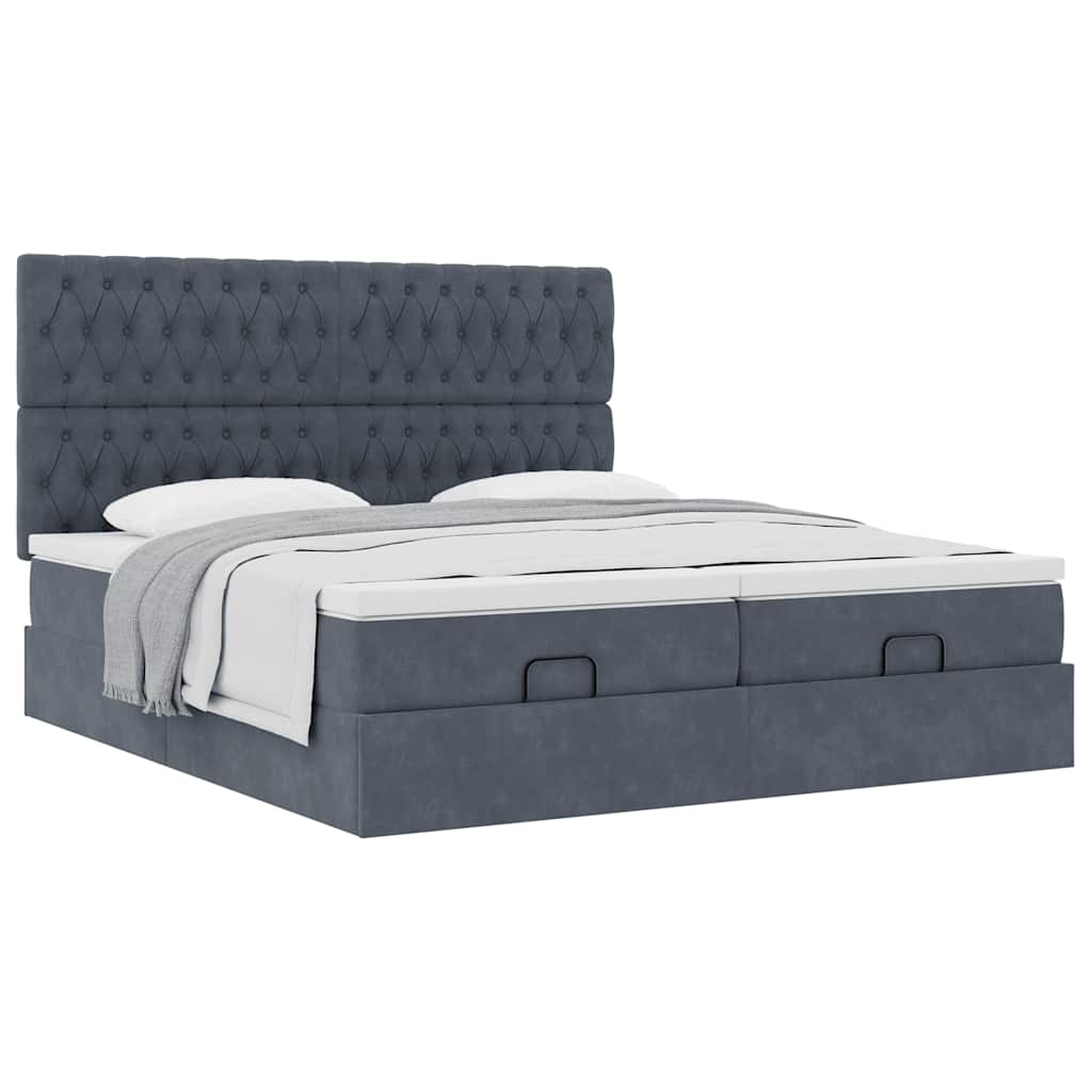 Ottoman bed met matrassen 200x200cm fluweel donkergrijs