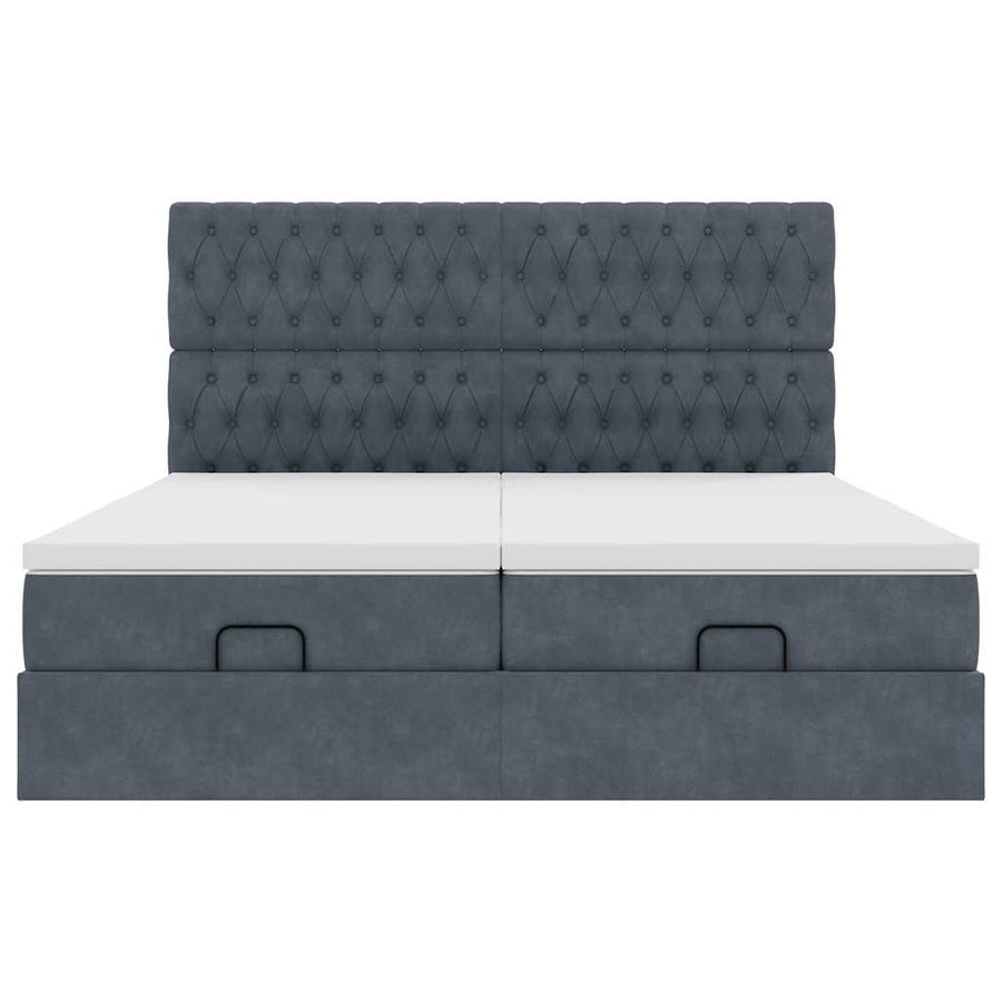 Ottoman bed met matrassen 200x200cm fluweel donkergrijs