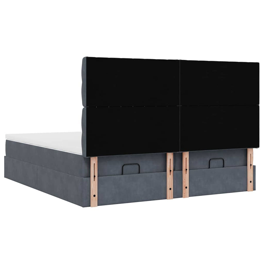 Ottoman bed met matrassen 200x200cm fluweel donkergrijs