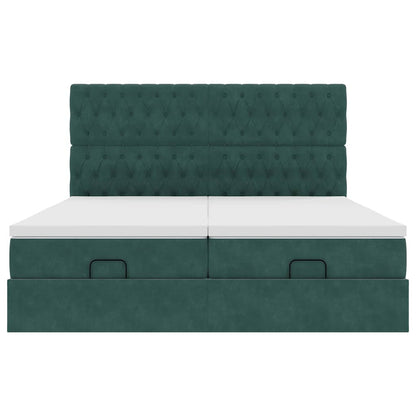 Ottoman bed met matrassen 200x200cm fluweel donkergroen