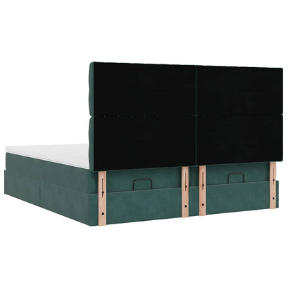 Ottoman bed met matrassen 200x200cm fluweel donkergroen