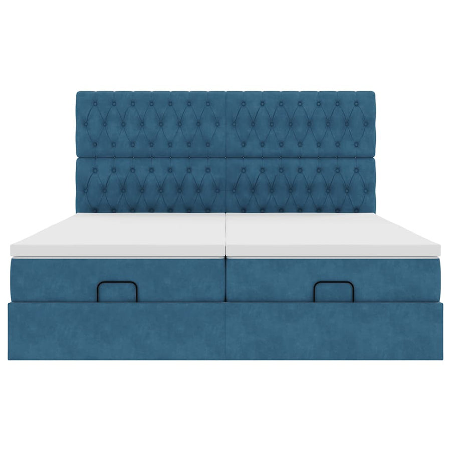 Ottoman bed met matrassen 200x200cm fluweel donkerblauw