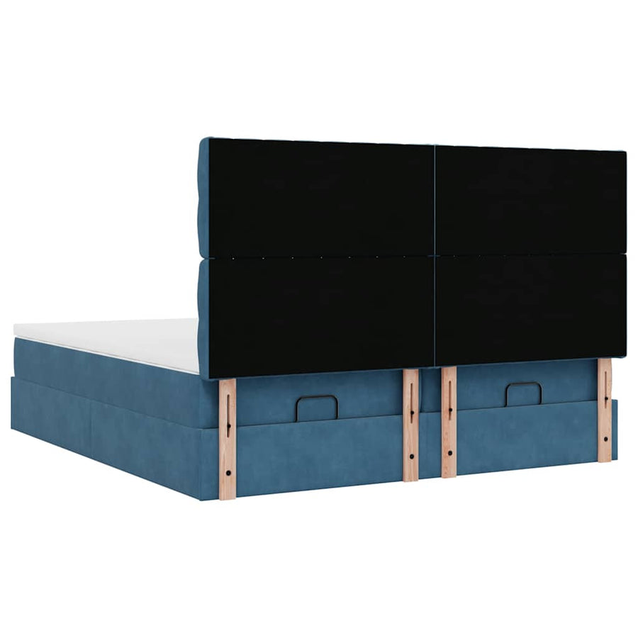 Ottoman bed met matrassen 200x200cm fluweel donkerblauw